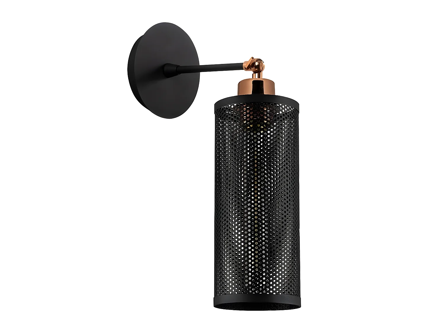 Wandleuchte Marismo mit zylindrischer Struktur aus schwarzem Gitter 1xE27
