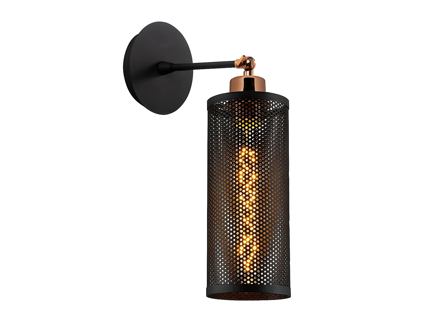 Wandleuchte Marismo mit zylindrischer Struktur aus schwarzem Gitter 1xE27