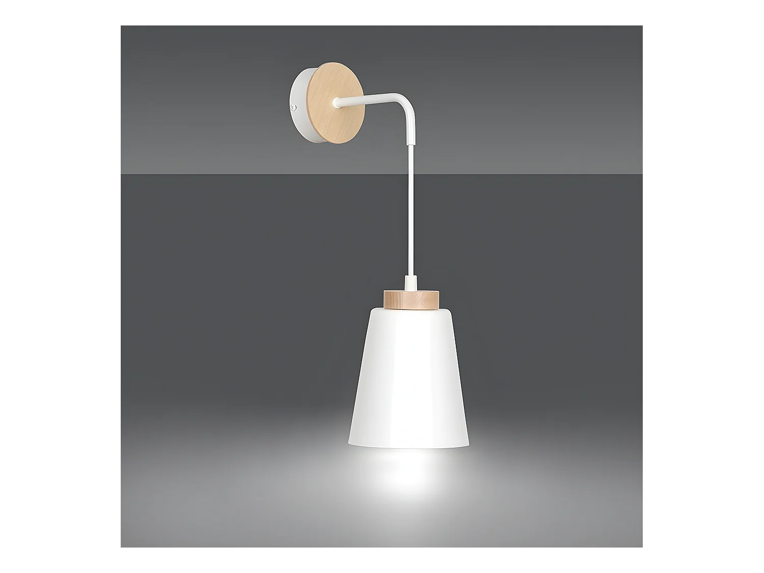 Applique suspendue Lasso avec abat-jour blanc et détail en bois 1xE27
