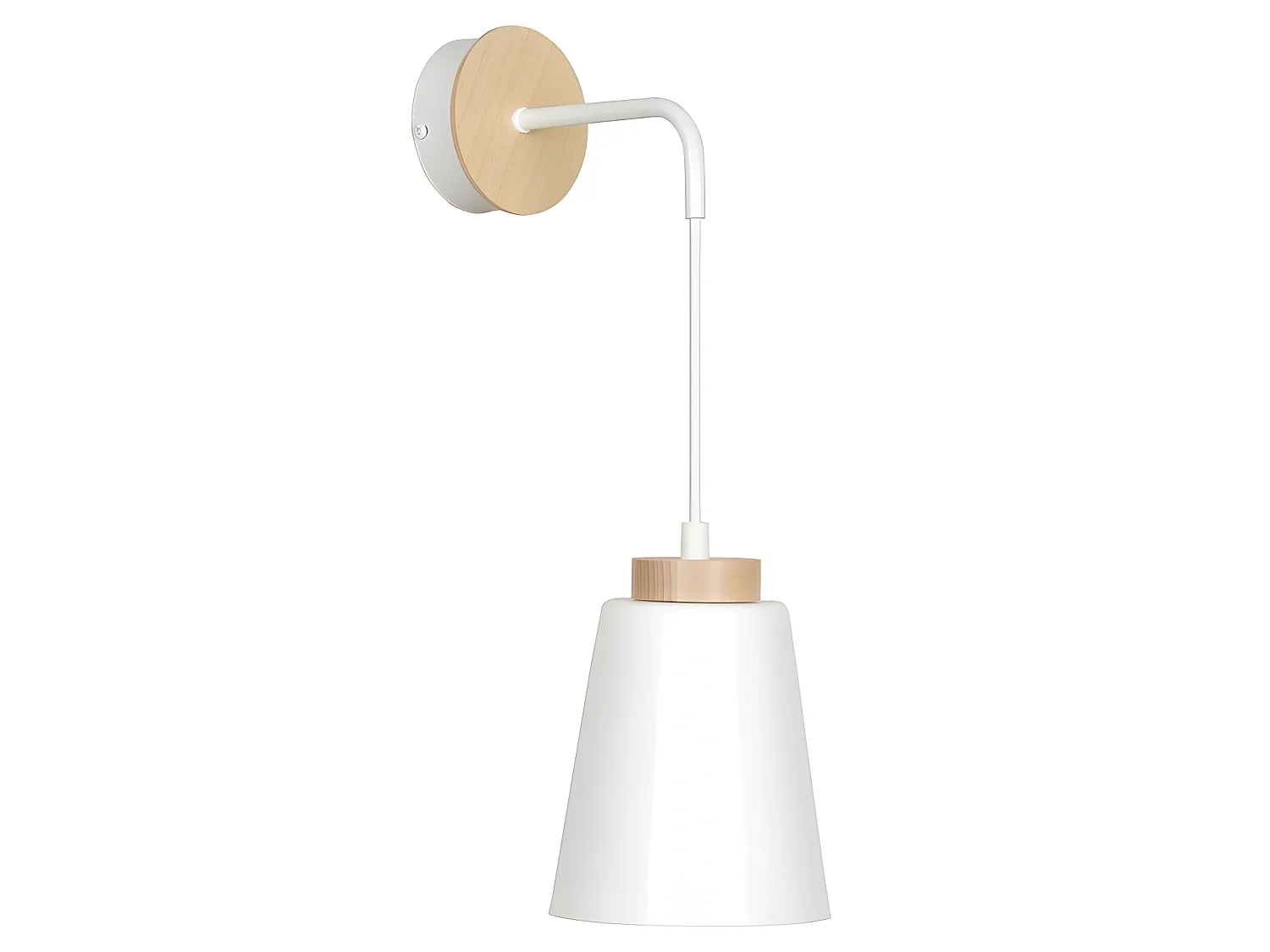 Applique suspendue Lasso avec abat-jour blanc et détail en bois 1xE27