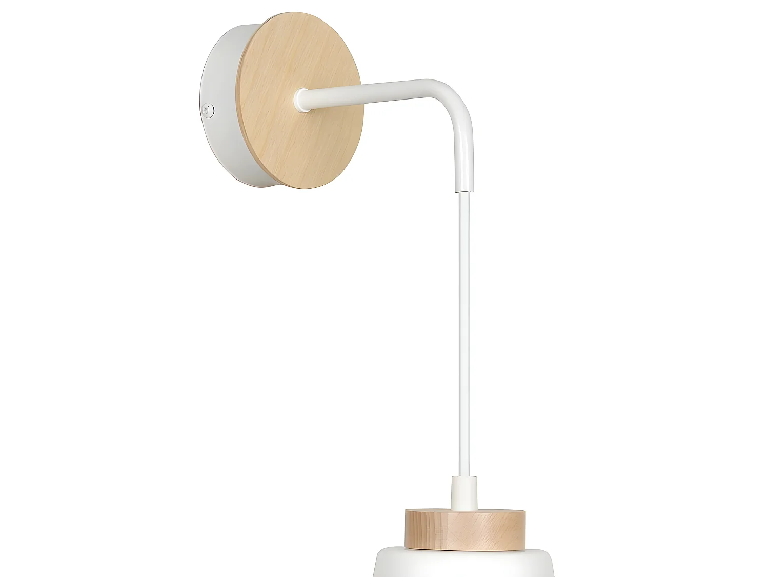 Applique suspendue Lasso avec abat-jour blanc et détail en bois 1xE27