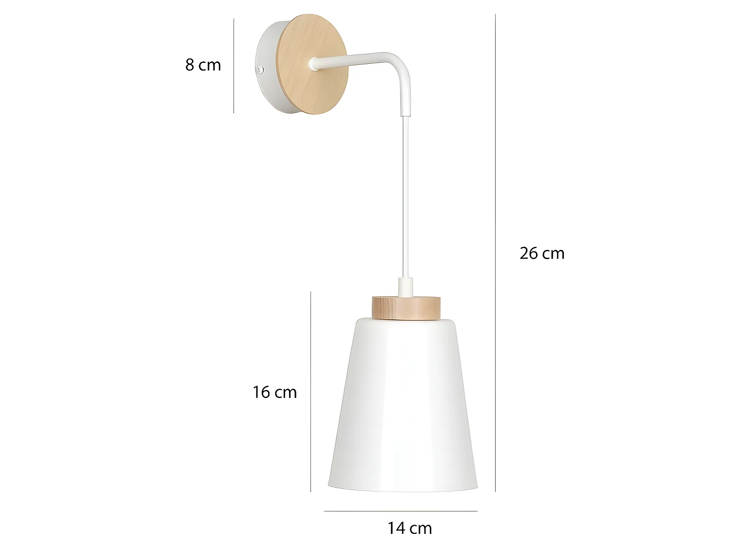 Applique suspendue Lasso avec abat-jour blanc et détail en bois 1xE27