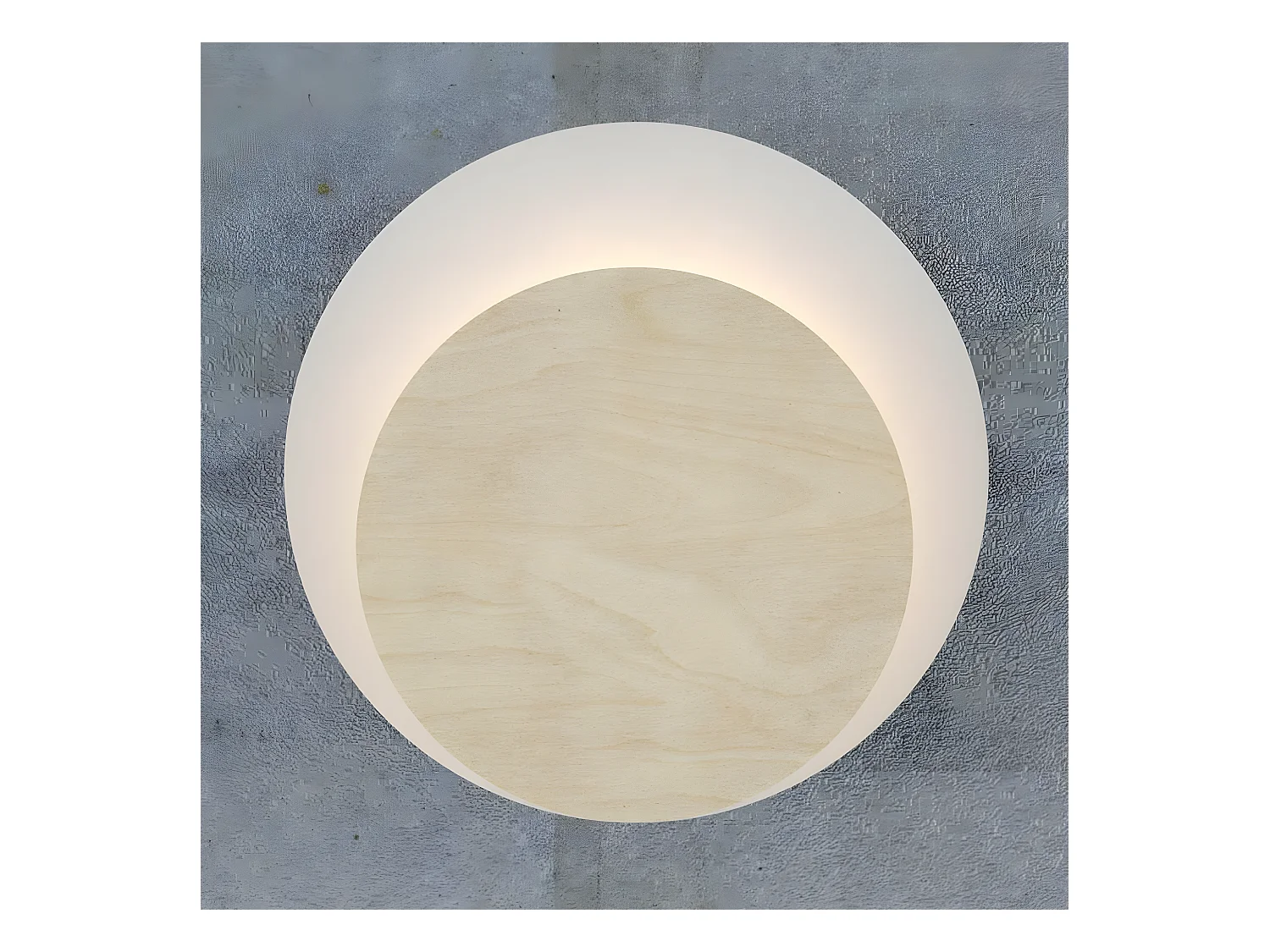 Applique murale Aura de style nordique avec base blanche et cercle effet bois 1xG9