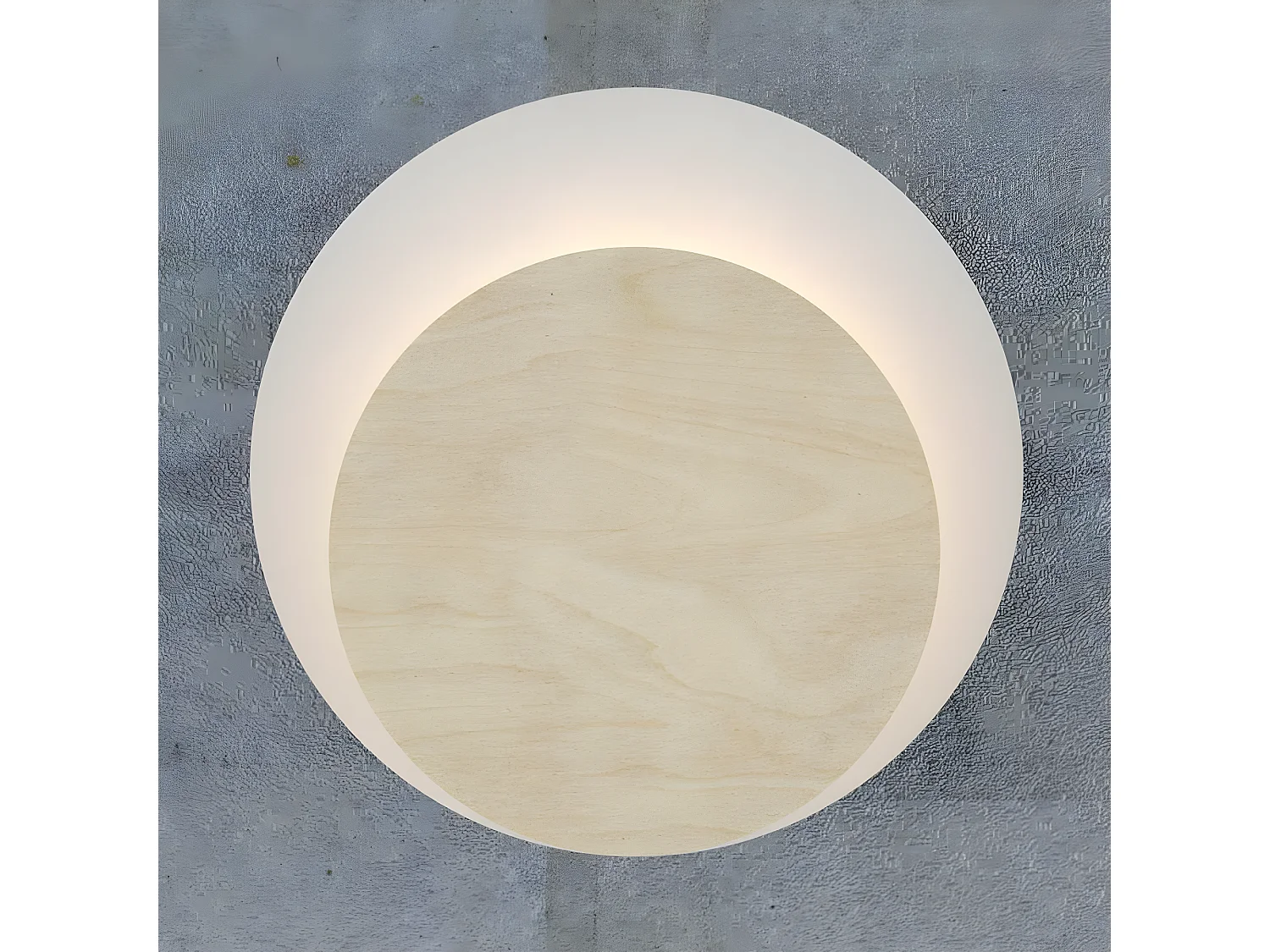 Applique murale Aura de style nordique avec base blanche et cercle effet bois 1xG9