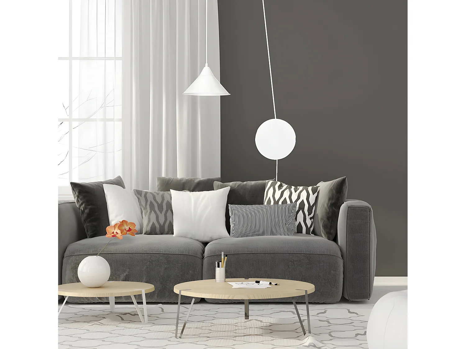 Candeeiro de parede branco estilo moderno Cerremo com cabo ajustável de 5 metros 1xE27