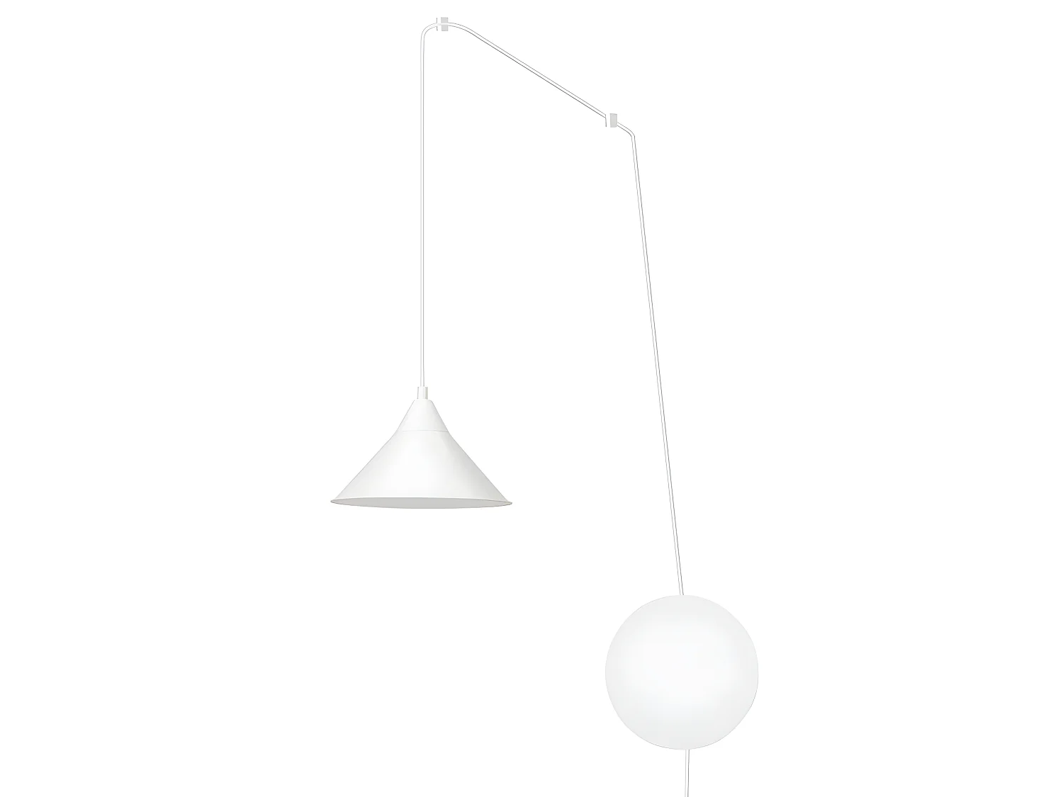 Applique bianco Cerremo stile moderno con cavo orientabile da 5 metri 1xE27