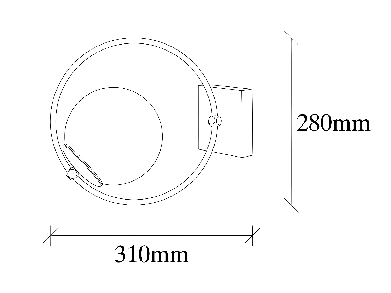 Wandleuchte Escott mit Ringstruktur und weißer Glaskugel 1xE27