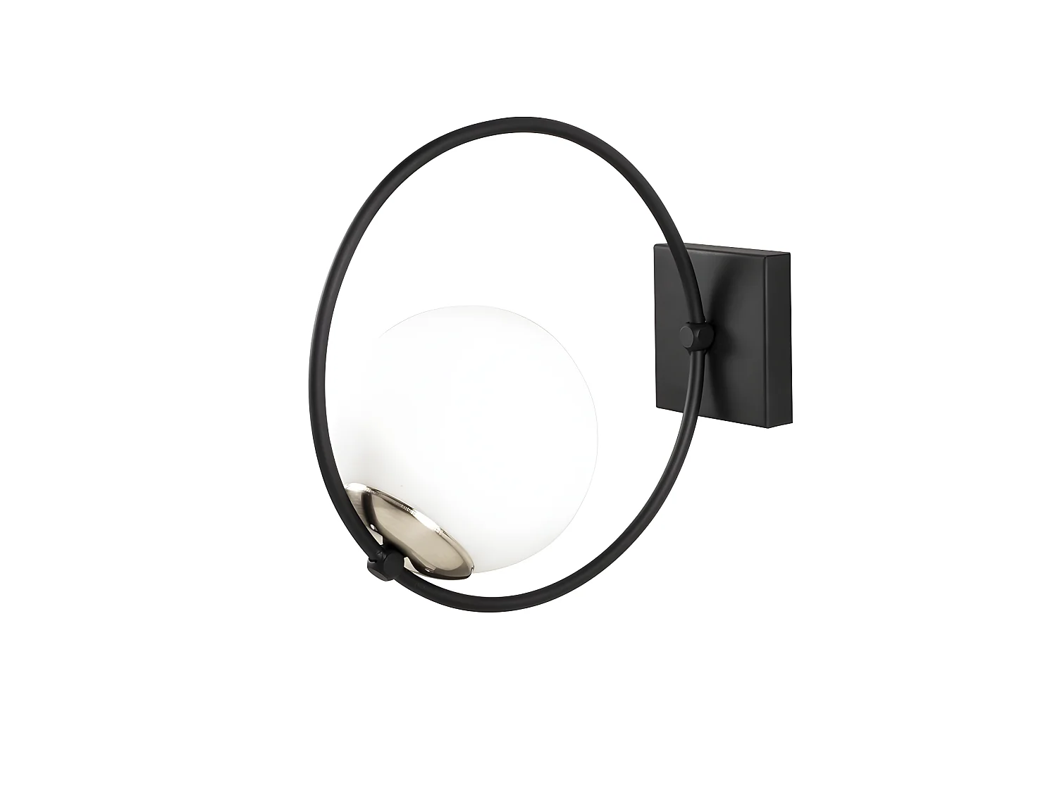 Escott wandlamp met hoepelstructuur en witte glazen bol 1xE27