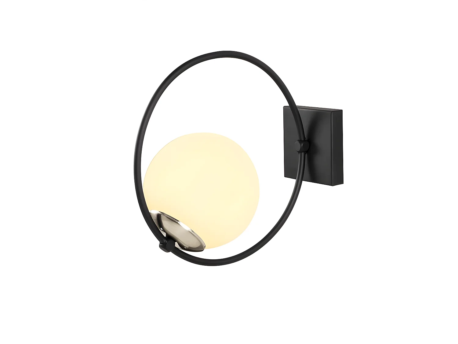 Escott wandlamp met hoepelstructuur en witte glazen bol 1xE27