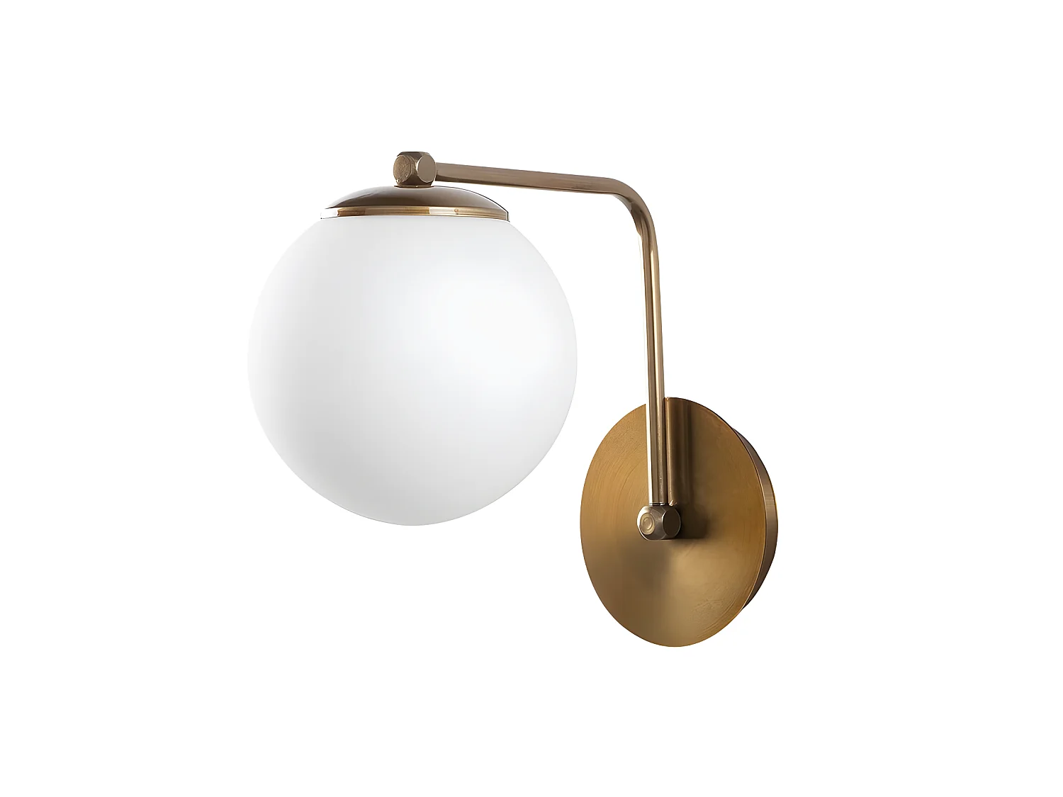 Wandleuchte Marga mit antikgoldener Struktur und Glaskugel 1xE27