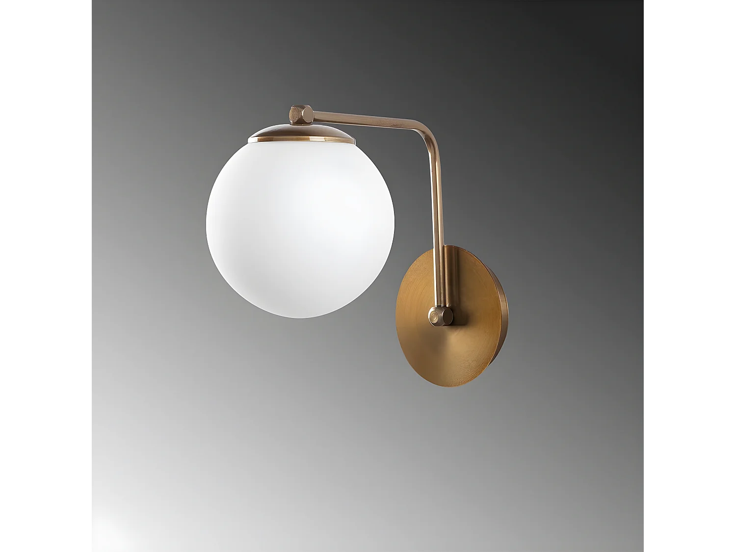 Candeeiro de parede Marga com estrutura em ouro envelhecido e bola de vidro 1xE27