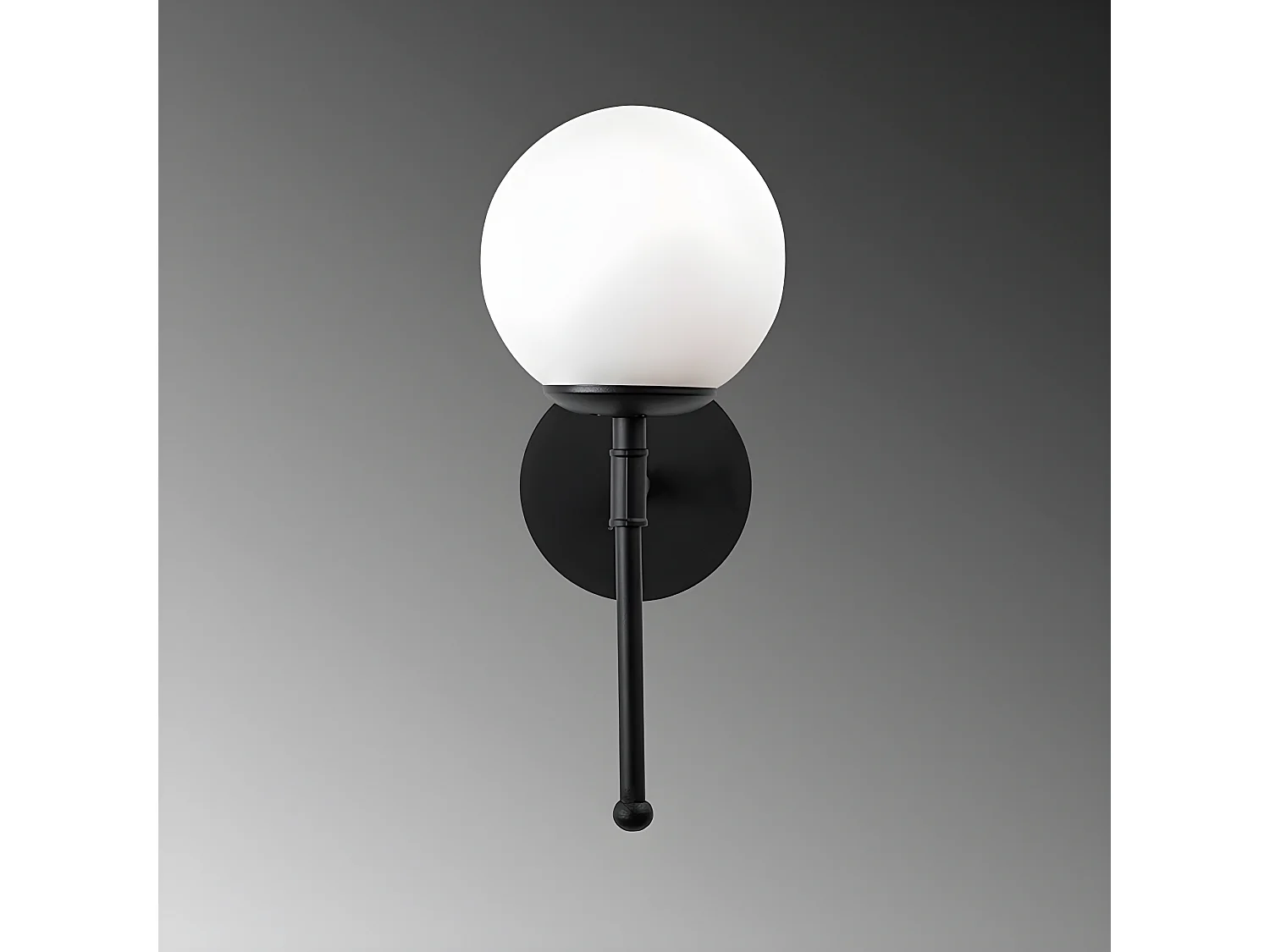 Applique Garet avec structure verticale en métal noir et sphère en verre 1xE27