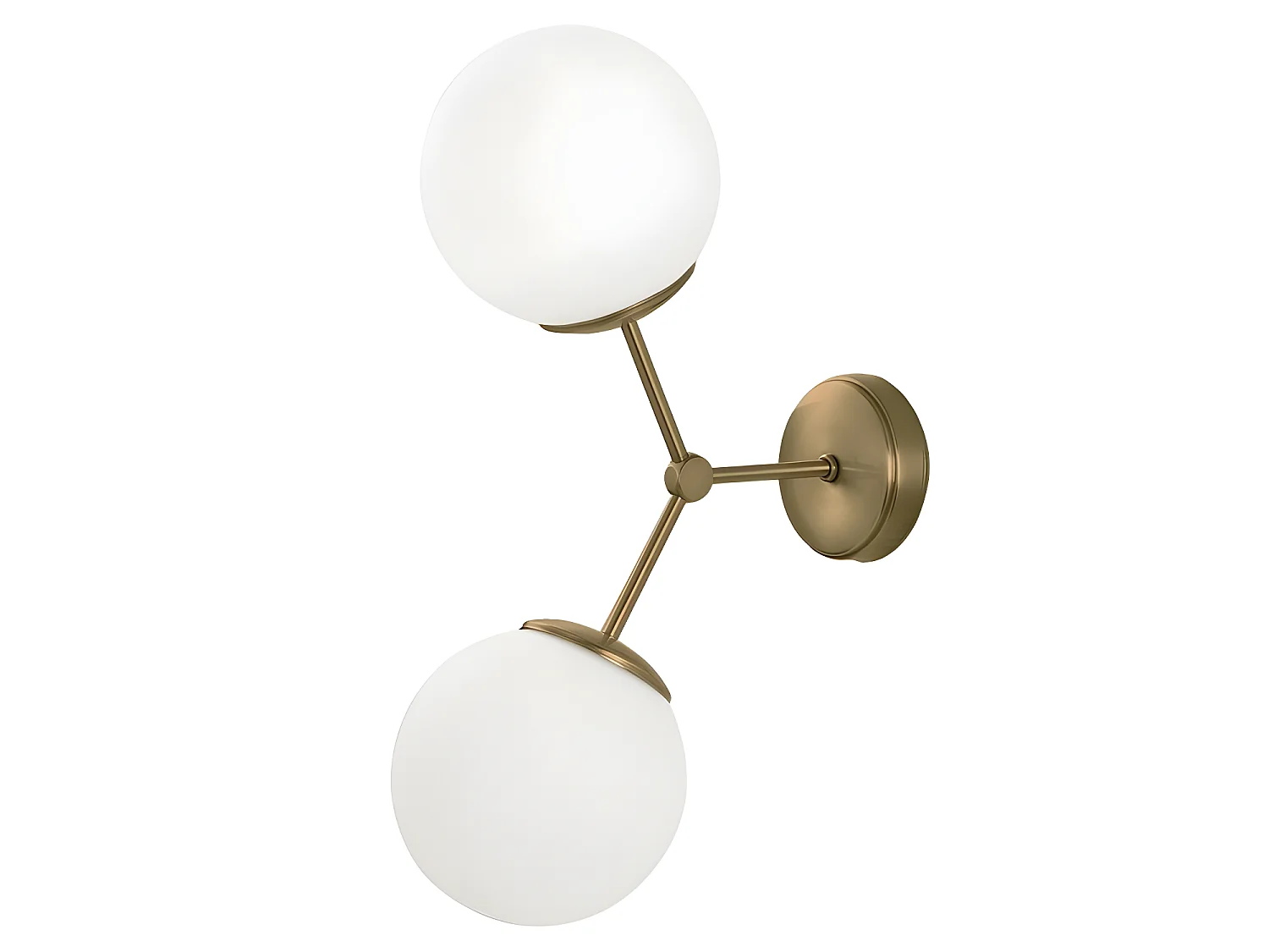 Applique murale style moderne Mulen en or antique avec 2 sphères en verre 2xE27