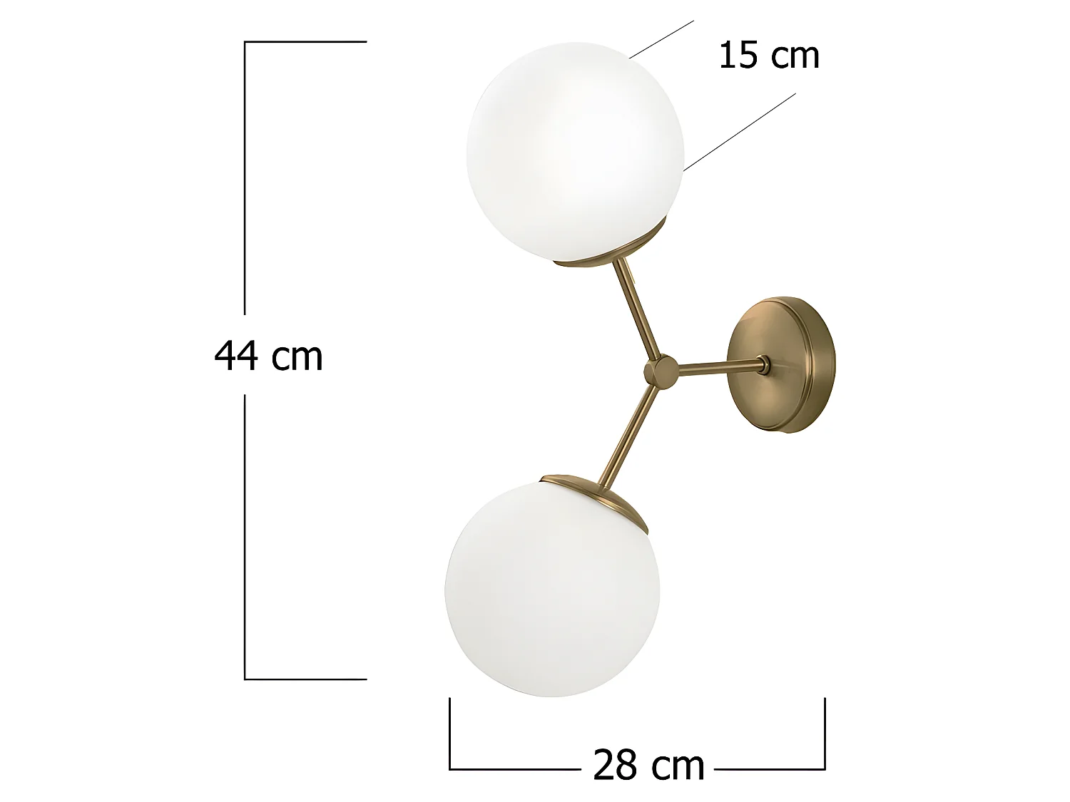 Applique murale style moderne Mulen en or antique avec 2 sphères en verre 2xE27