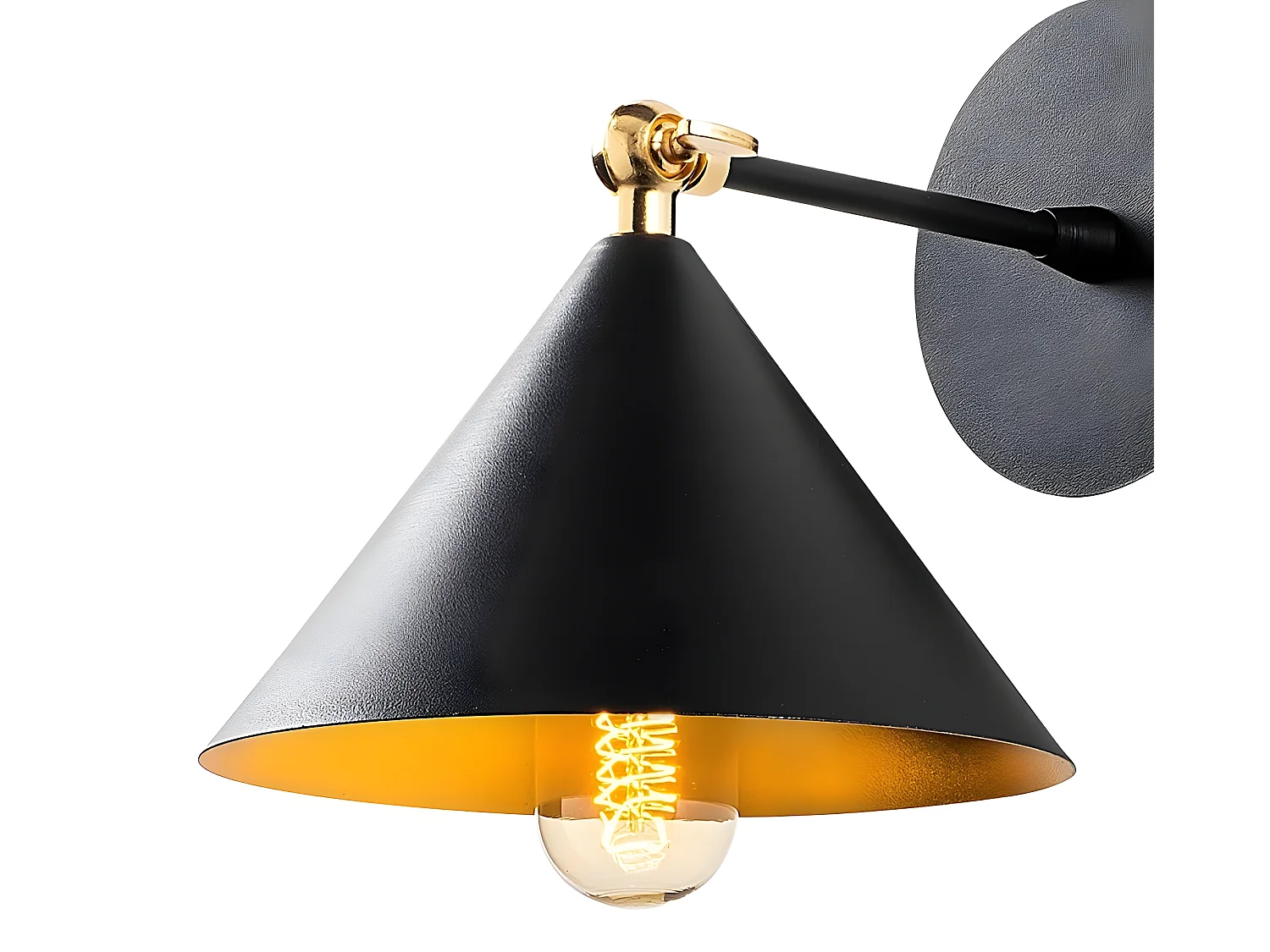 Applique Harvey de style nordique avec abat-jour noir et détail doré 1xE27