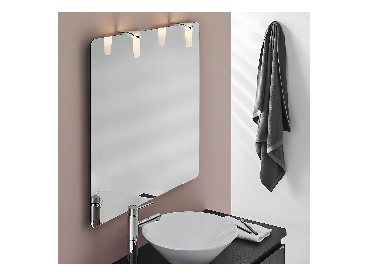 Applique de salle de bain LED Sabrina 2W 140lm 4000K cylindrique ABS blanc et chrome IP44