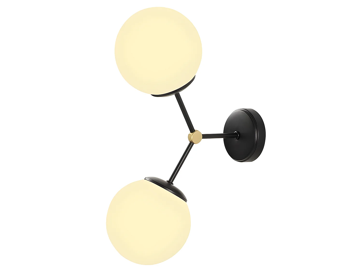 Wandleuchte Mulen im nordischen Stil in Schwarz mit 2 Glaskugeln 2xE27