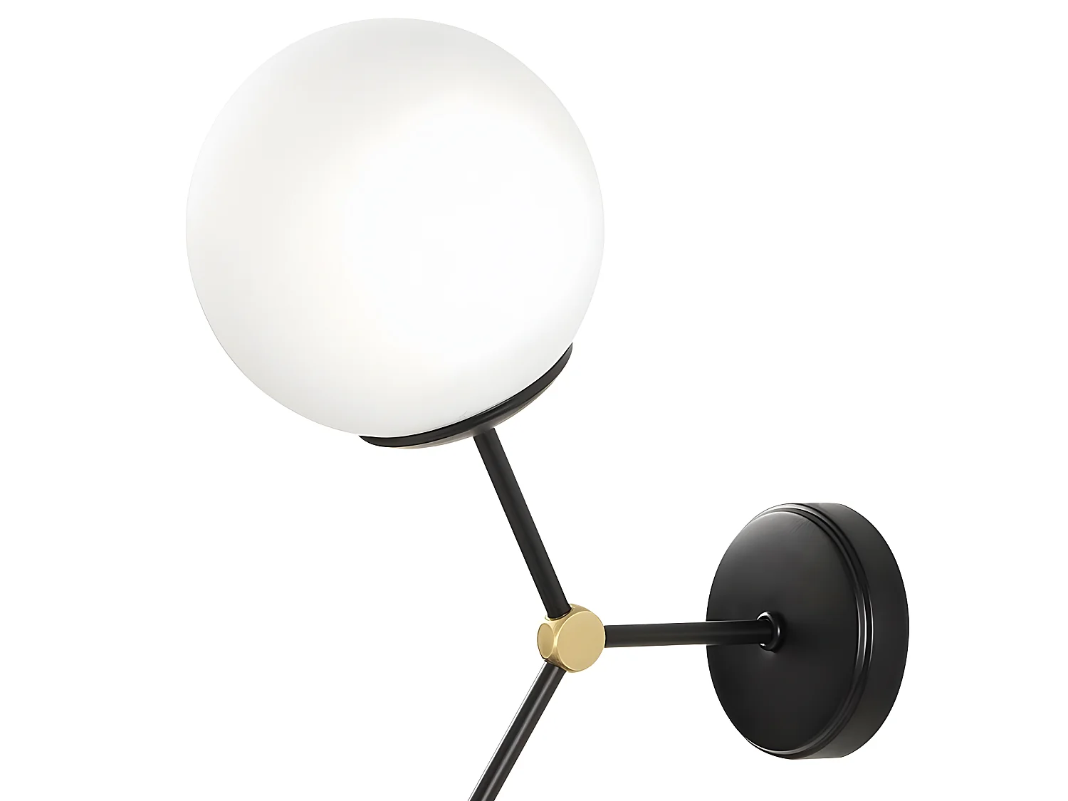 Candeeiro de parede Mulen estilo nórdico preto com 2 bolas de vidro 2xE27