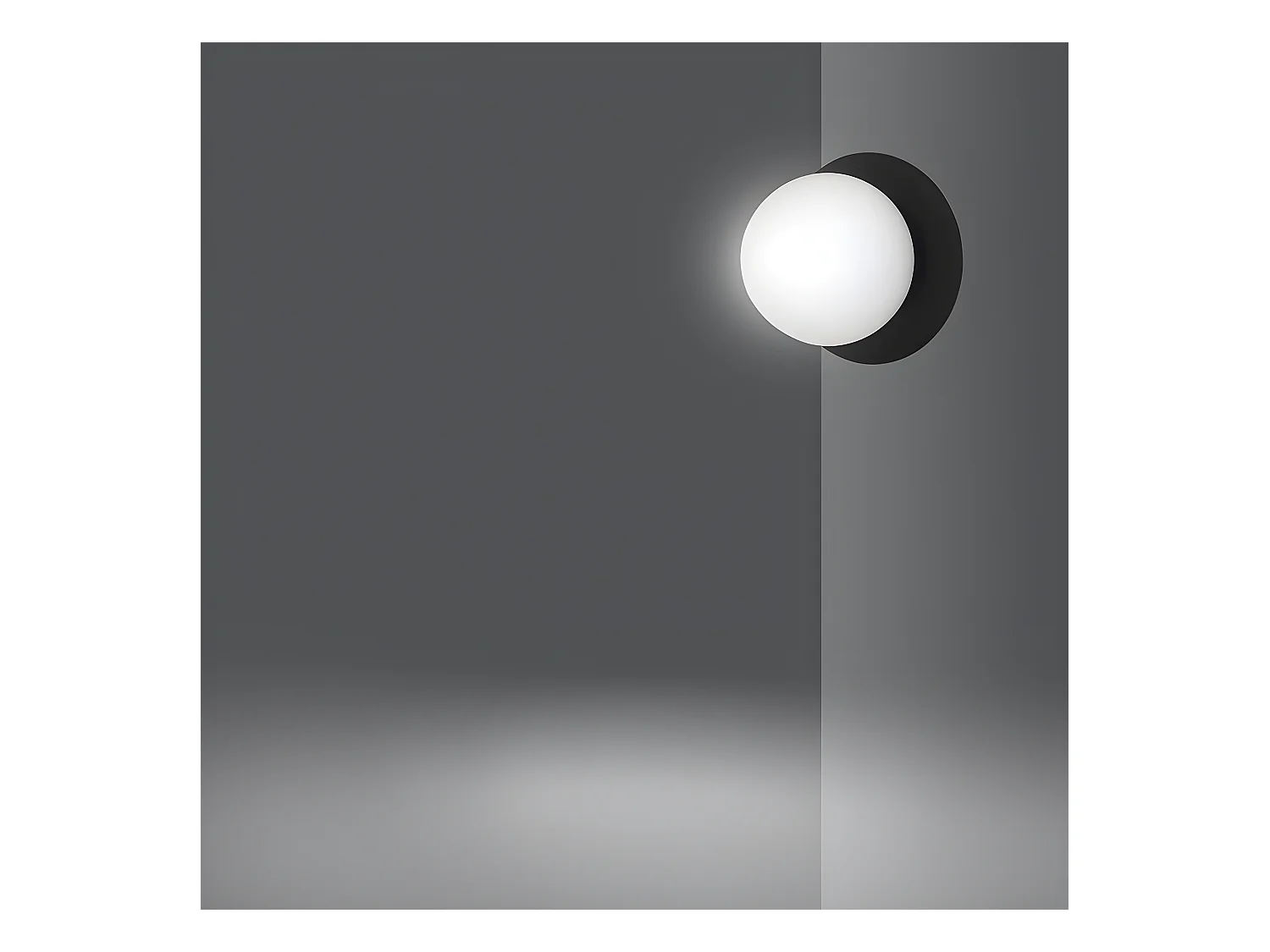 Applique murale Meltis style moderne circulaire noire avec sphère en verre 1xE14