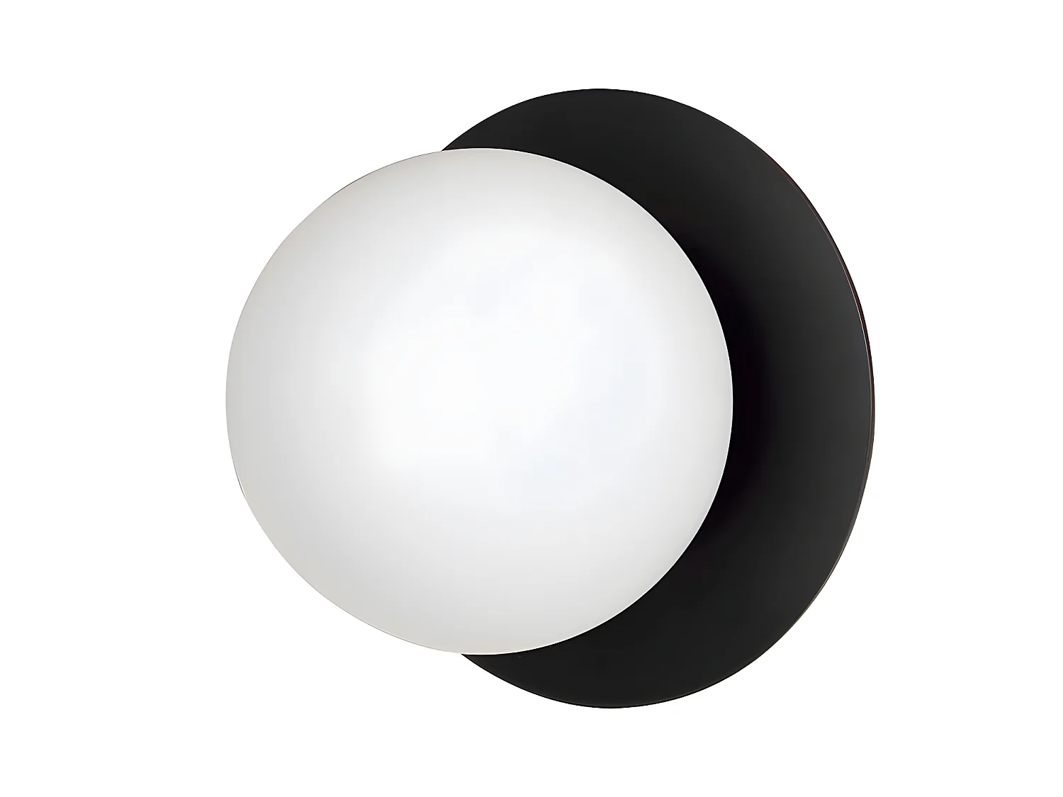 Applique murale Meltis style moderne circulaire noire avec sphère en verre 1xE14