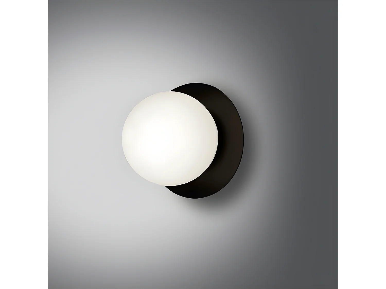 Applique murale Meltis style moderne circulaire noire avec sphère en verre 1xE14