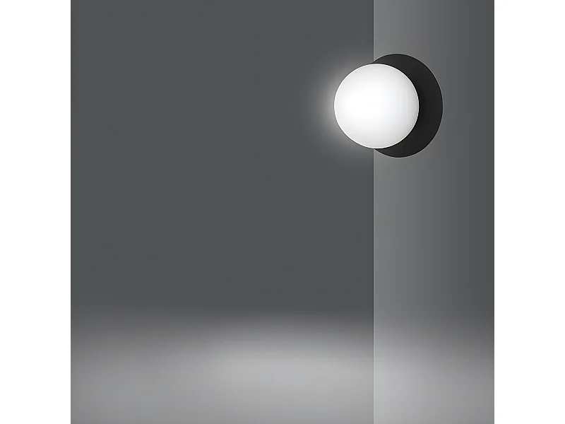 Candeeiro de parede redondo preto estilo moderno Meltis com bola de vidro 1xE14