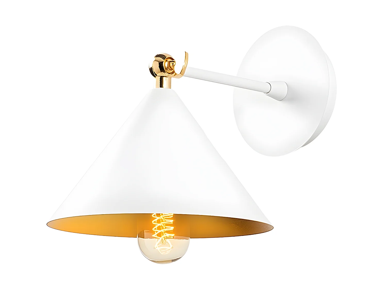 Applique Harvey de style nordique avec abat-jour blanc et détail doré 1xE27