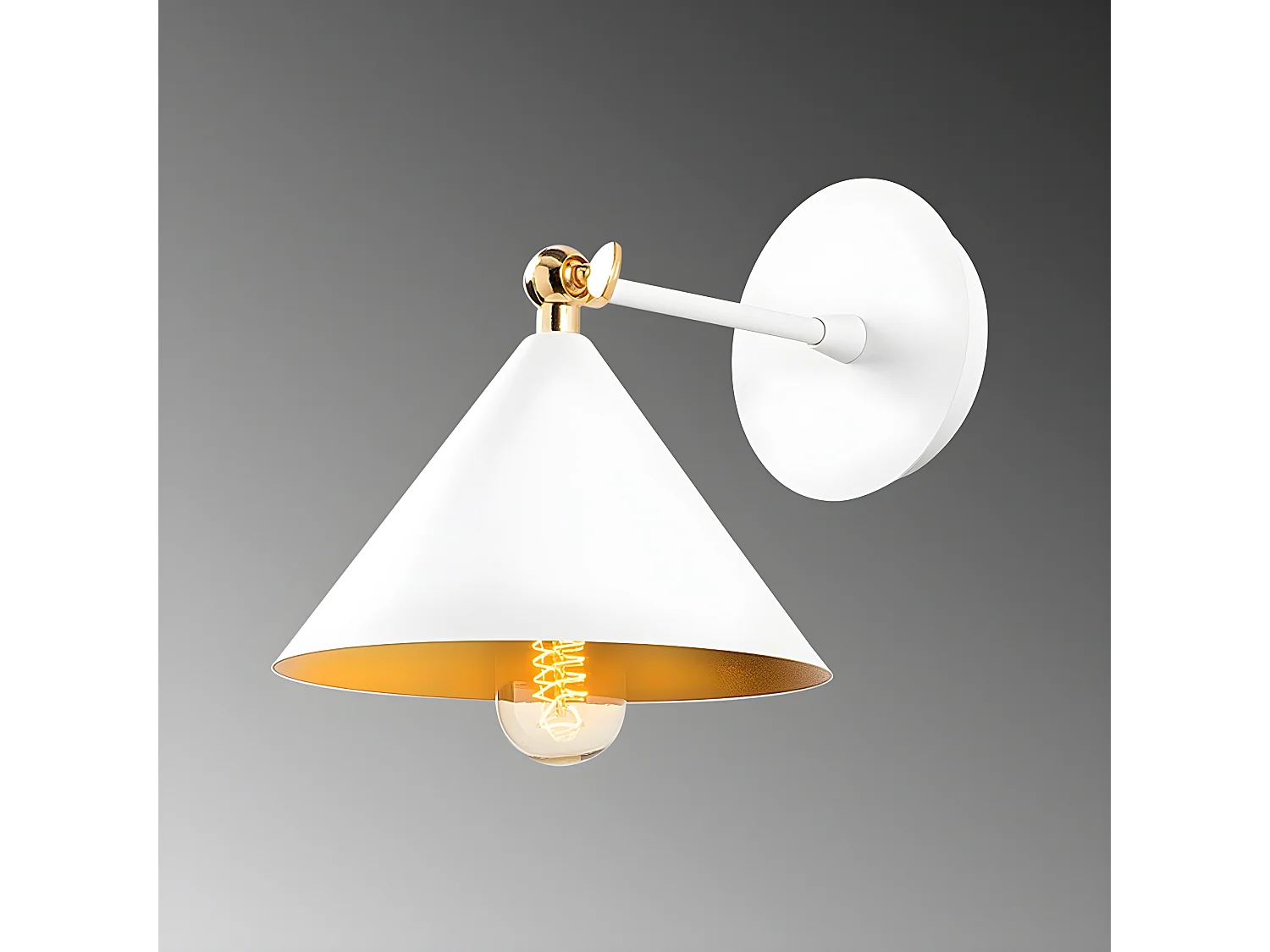 Applique Harvey de style nordique avec abat-jour blanc et détail doré 1xE27