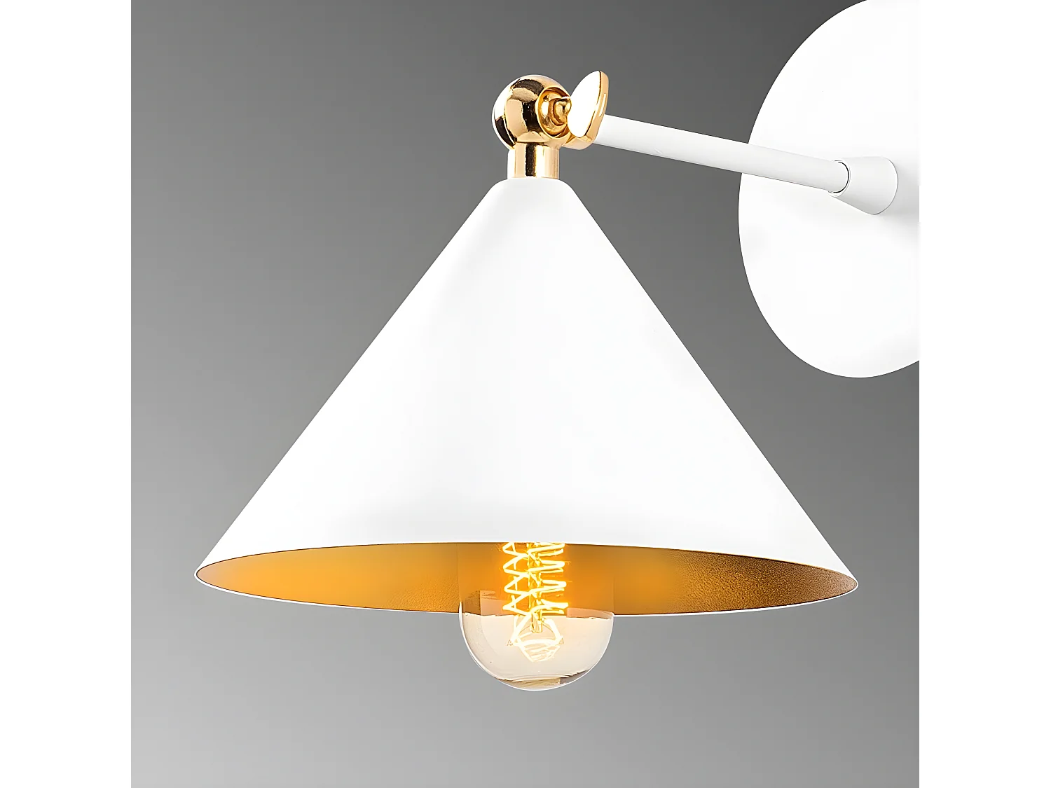 Applique Harvey de style nordique avec abat-jour blanc et détail doré 1xE27