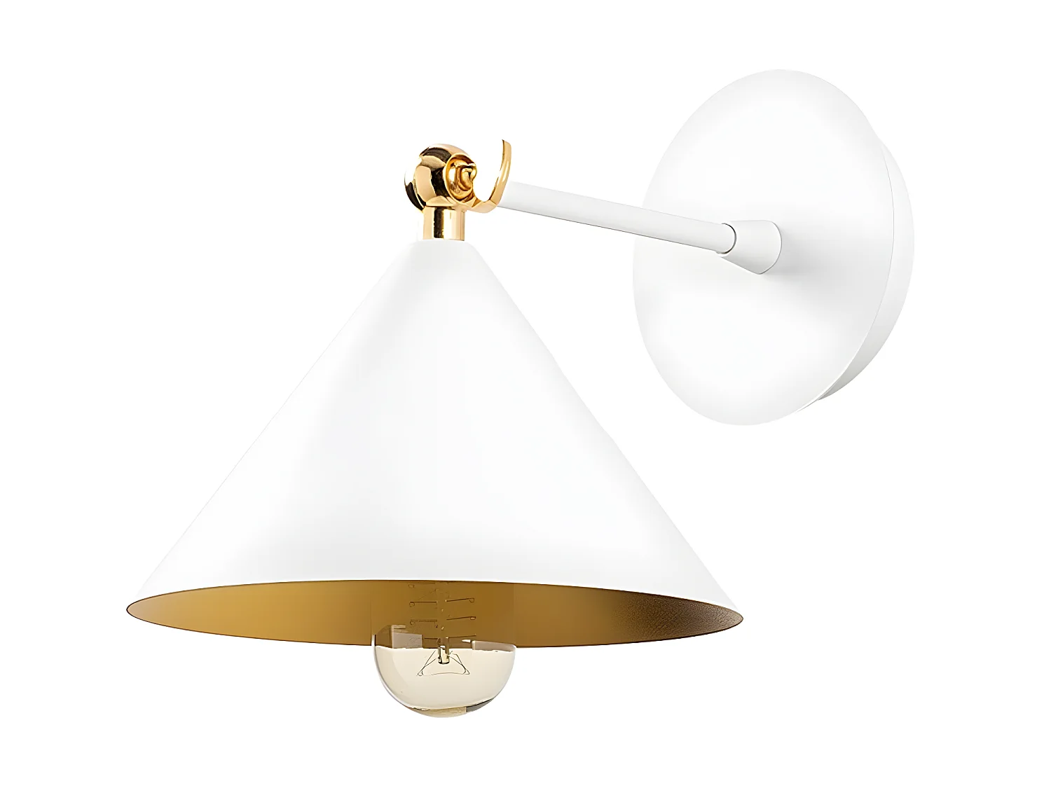 Applique Harvey de style nordique avec abat-jour blanc et détail doré 1xE27