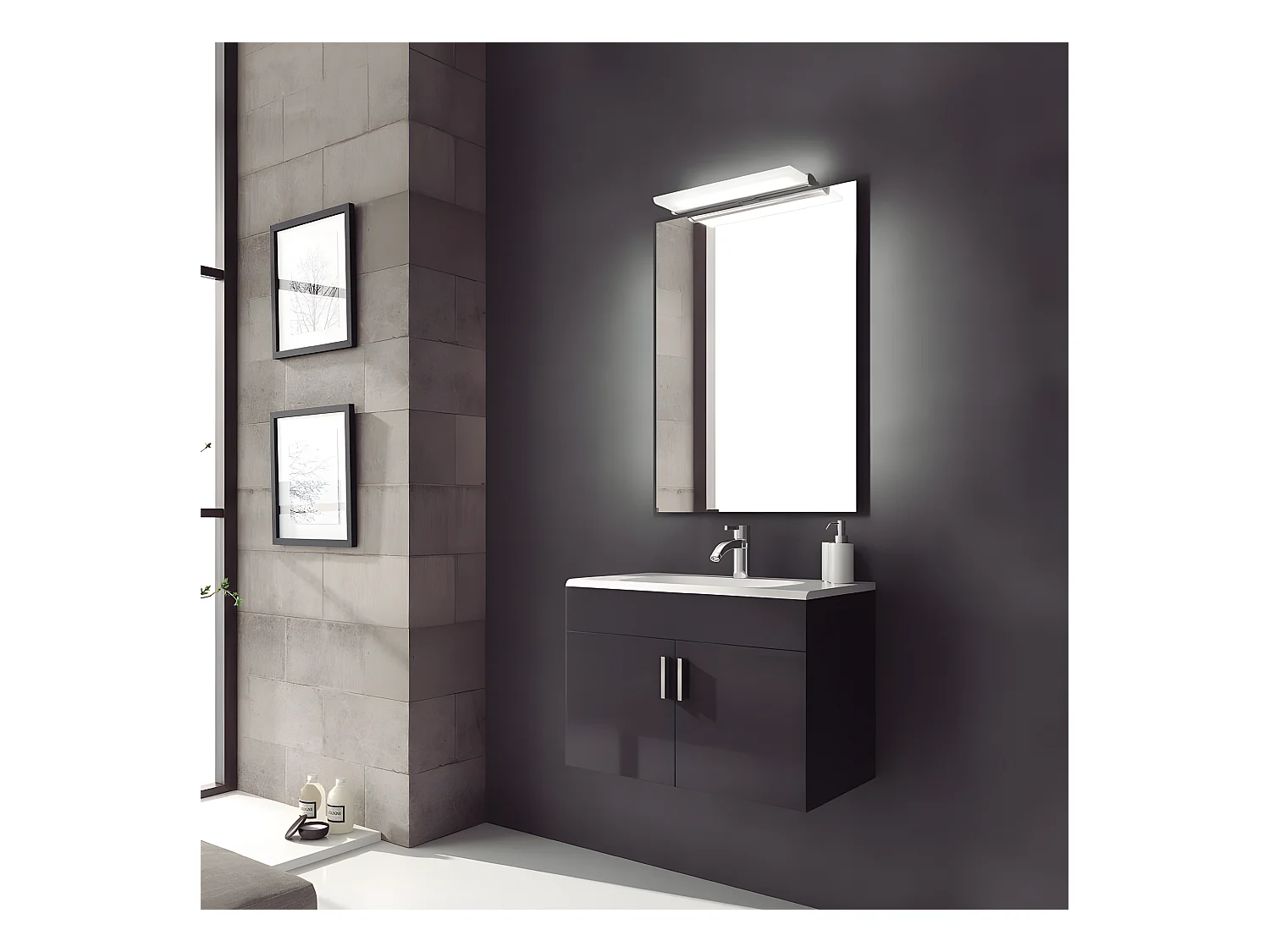 Applique de salle de bain LED Daniela 6W 410lm 5300K rectangulaire en aluminium IP44
