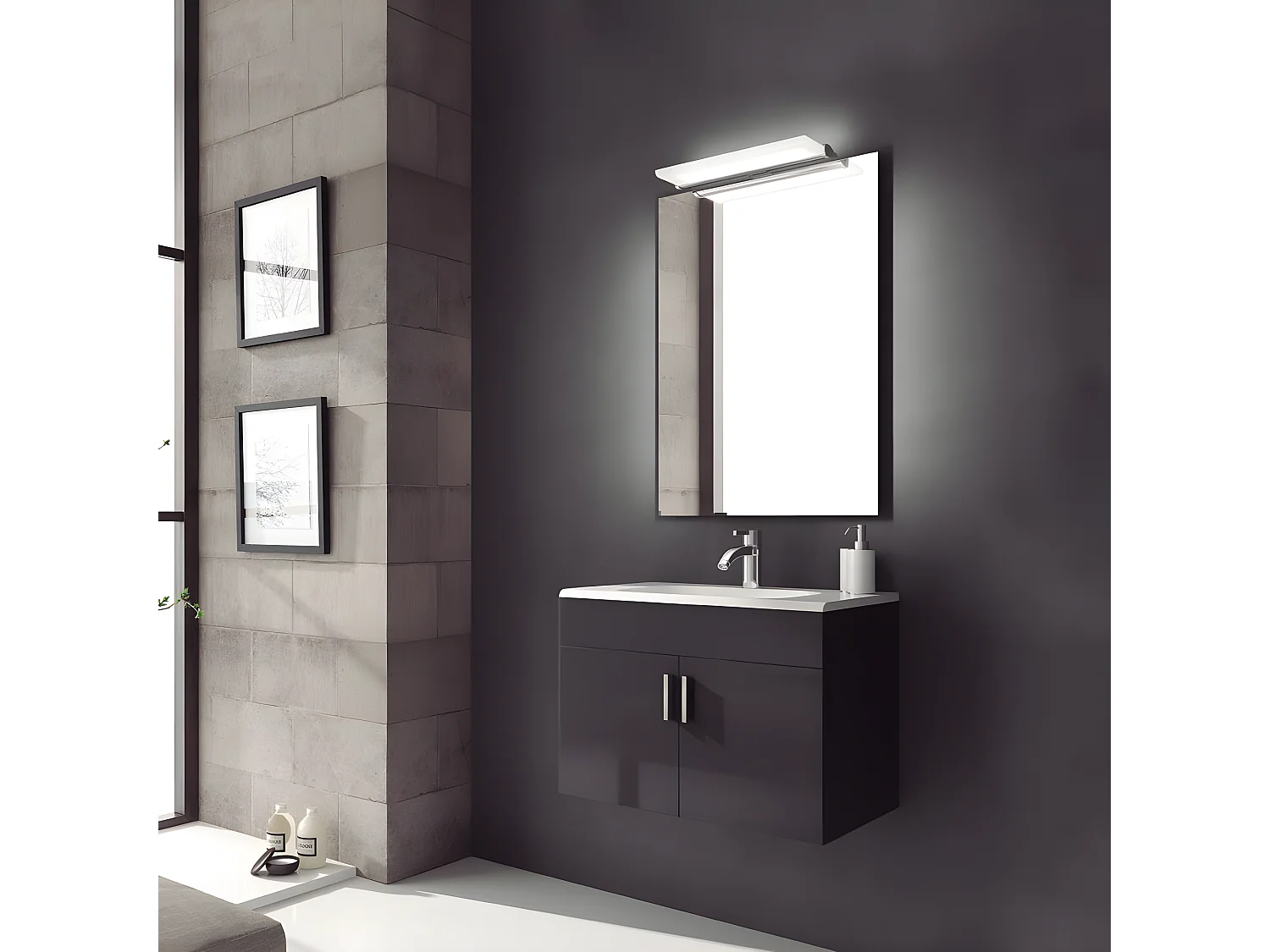 Applique de salle de bain LED Daniela 6W 410lm 5300K rectangulaire en aluminium IP44