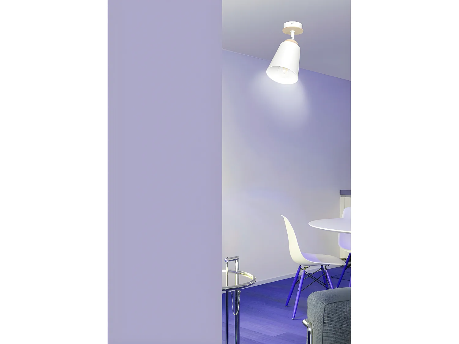 Applique Tasla con paralume orientabile bianco e dettaglio in legno 1xE27