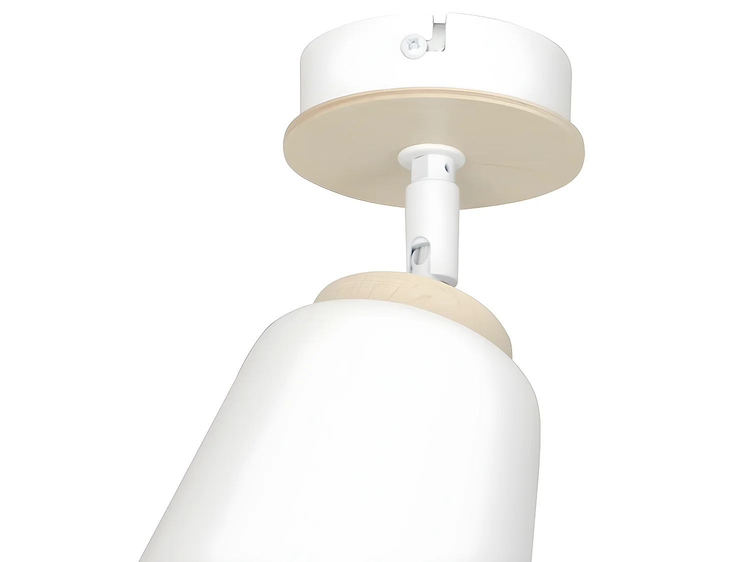 Applique Tasla con paralume orientabile bianco e dettaglio in legno 1xE27