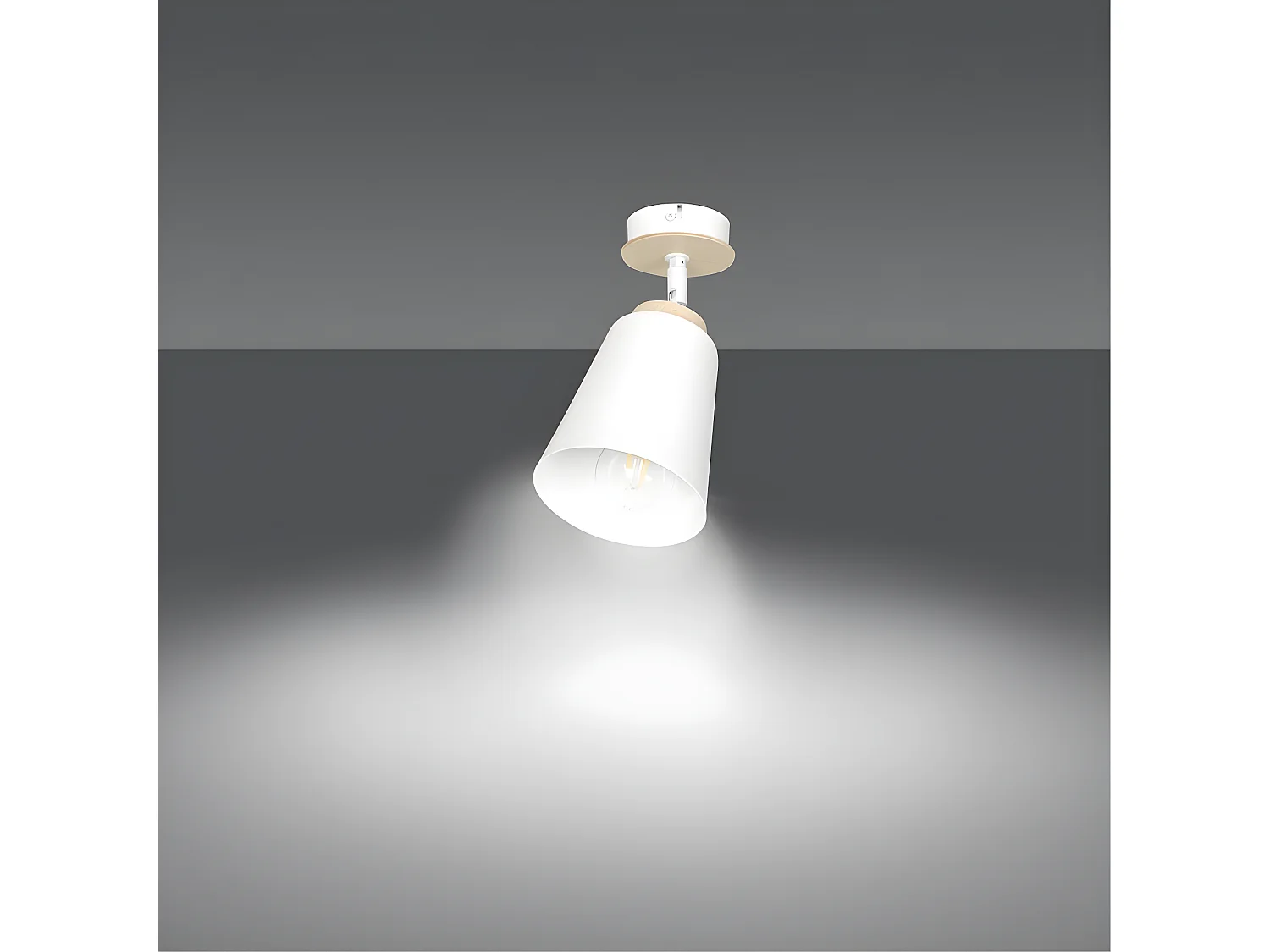 Applique Tasla con paralume orientabile bianco e dettaglio in legno 1xE27