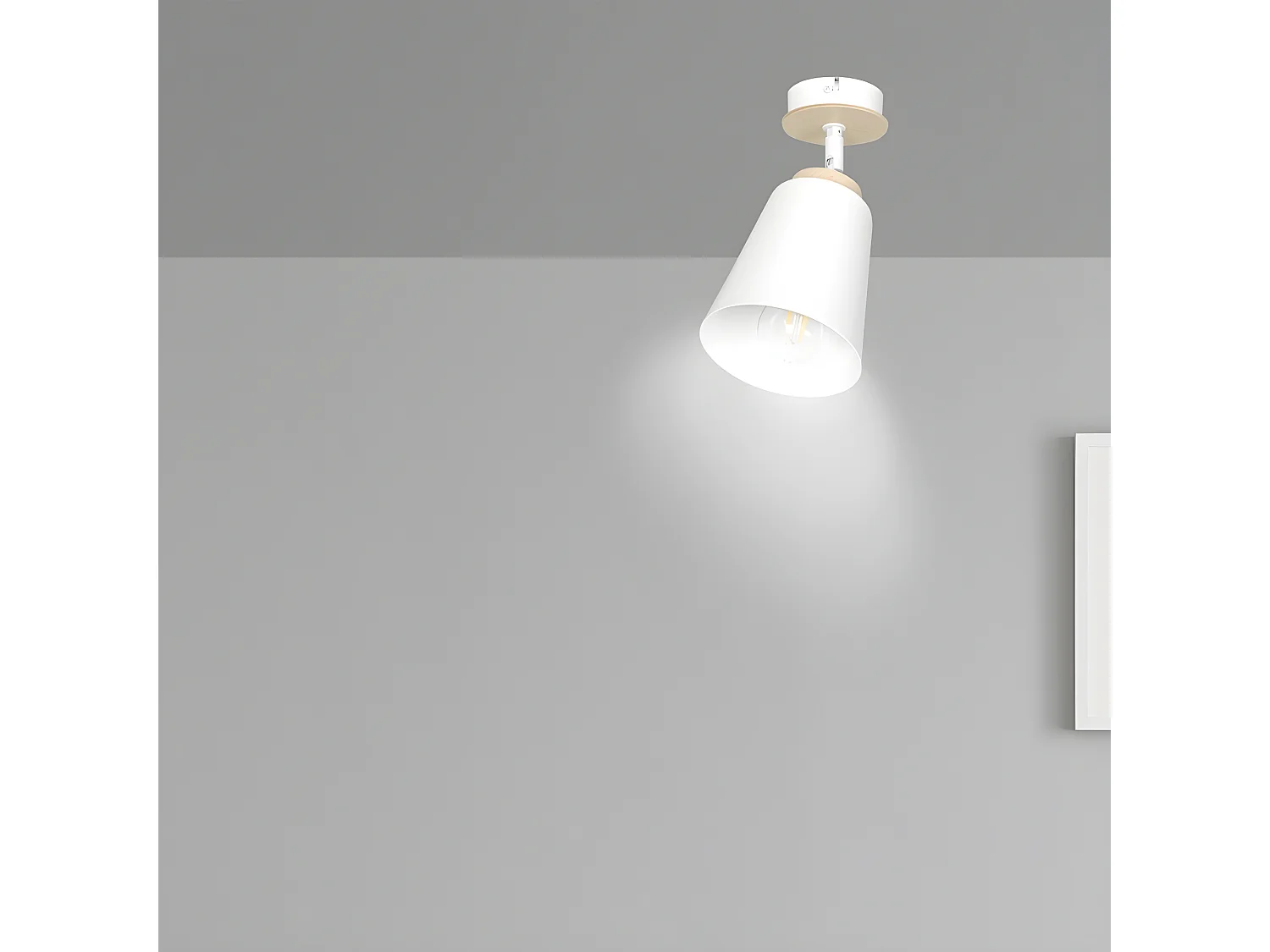 Applique Tasla con paralume orientabile bianco e dettaglio in legno 1xE27