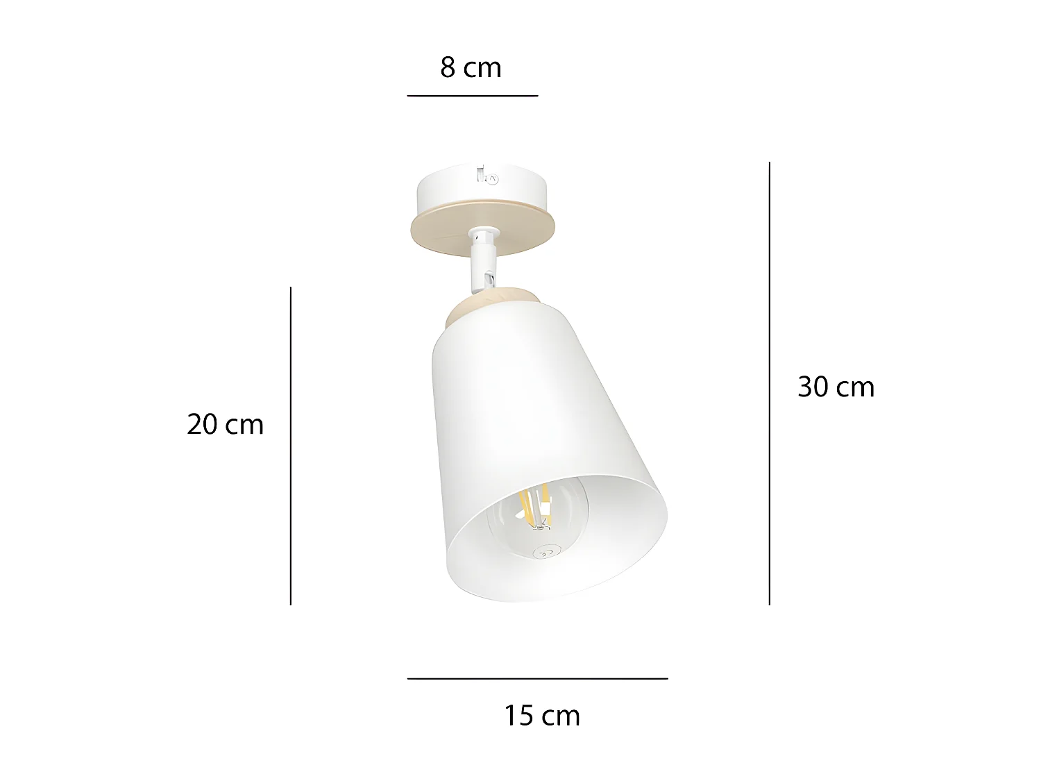 Applique Tasla con paralume orientabile bianco e dettaglio in legno 1xE27