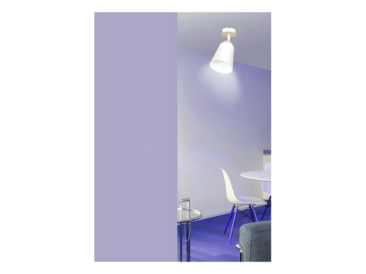 Applique Tasla avec abat-jour orientable blanc et détail en bois 1xE27