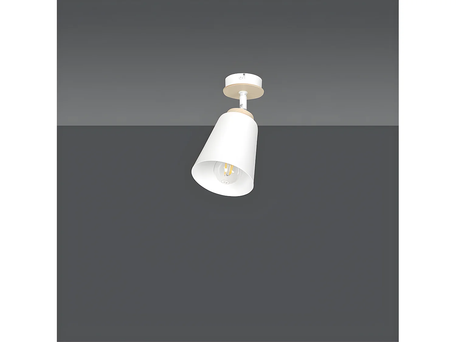 Applique Tasla avec abat-jour orientable blanc et détail en bois 1xE27