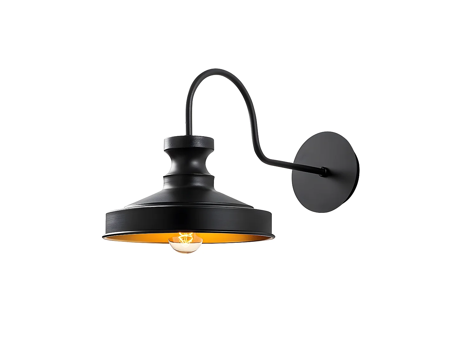 Candeeiro de parede estilo vintage retro Harvey com abajur de metal preto 1xE27