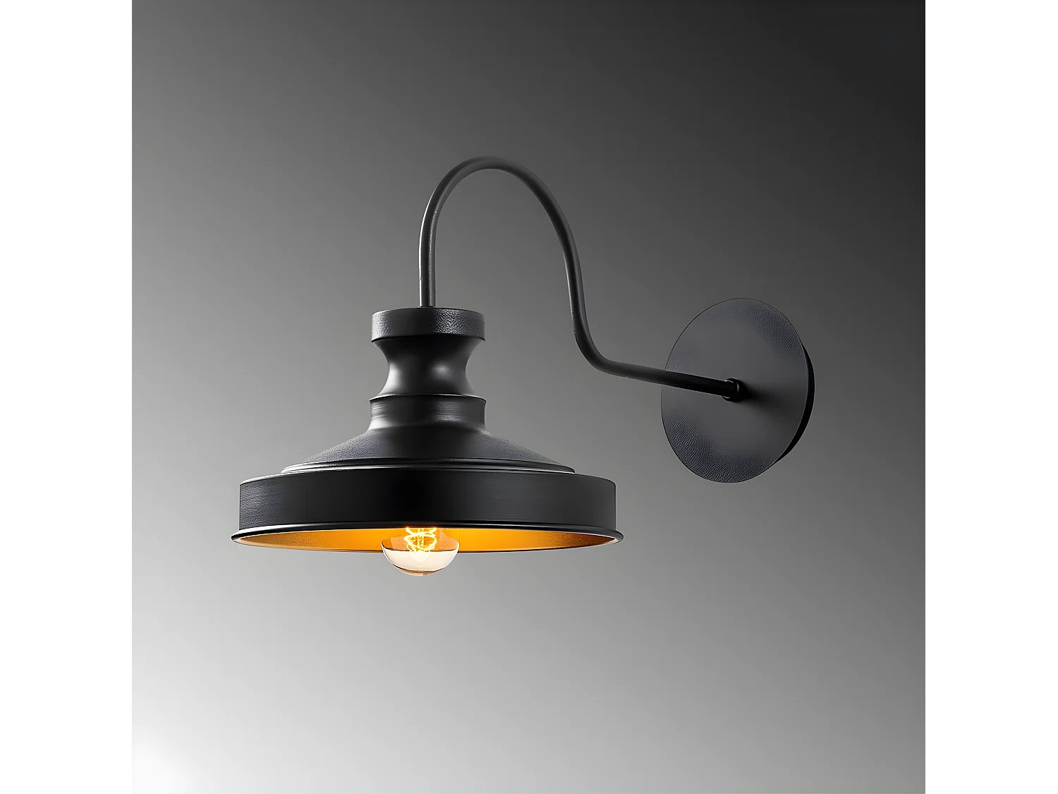 Candeeiro de parede estilo vintage retro Harvey com abajur de metal preto 1xE27