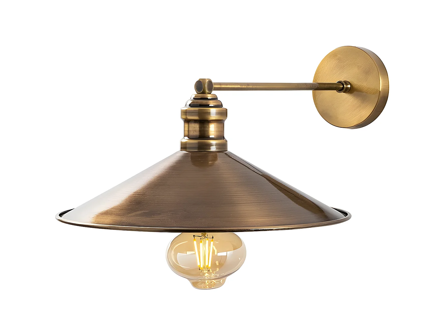 Applique murale style vintage Momo avec abat-jour doré antique 1xE27