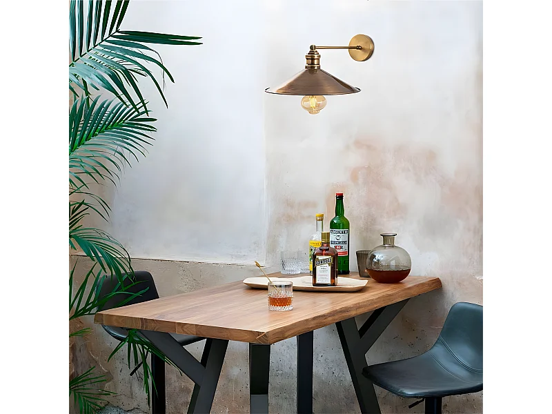 Momo vintage stijl wandlamp met antiek gouden kap 1xE27