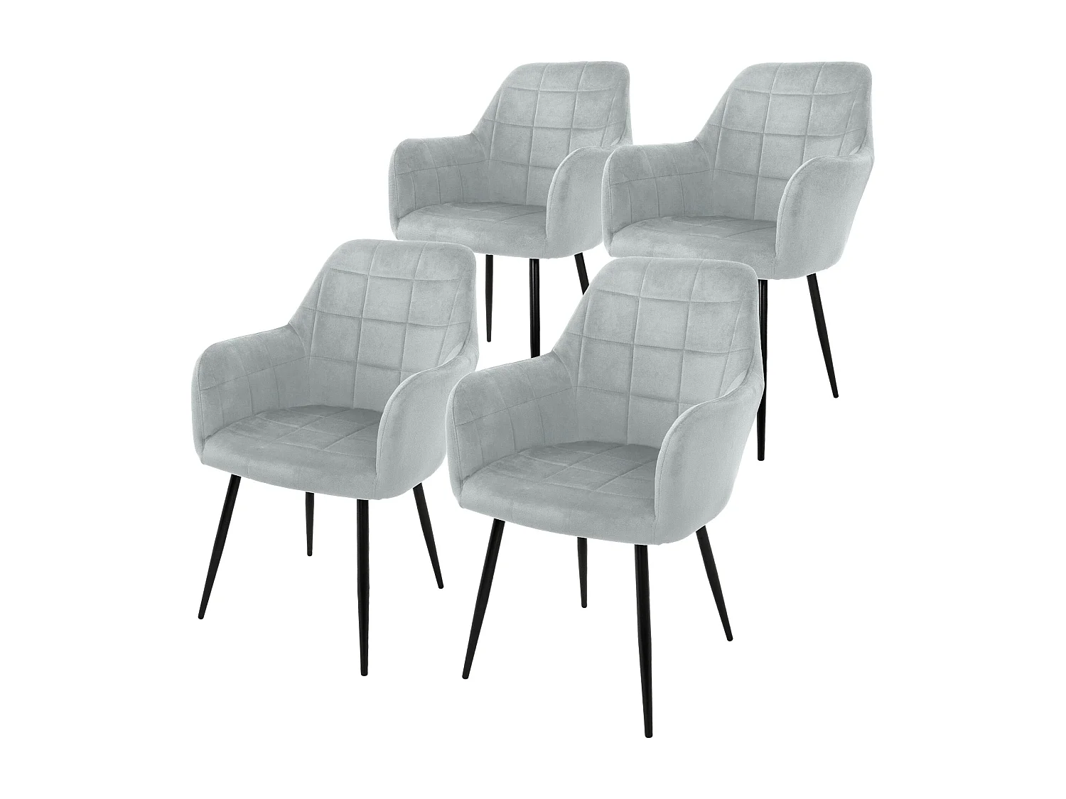 4 x Chaise salle à manger fauteuil bureau avec accoudoirs assise en velours gris