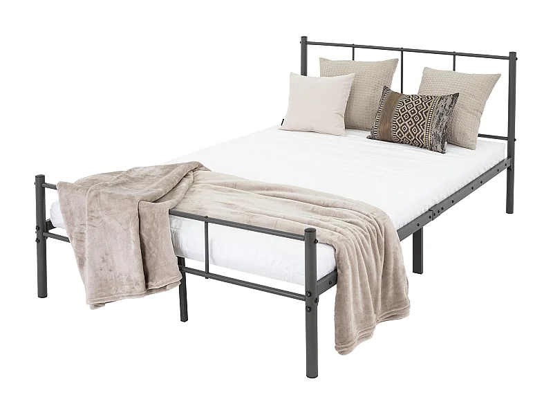 ML-Design Cama de Estructura Metalica 120x200 cm Sobre Marco de Acero Inoxidable con Cabecero Somier