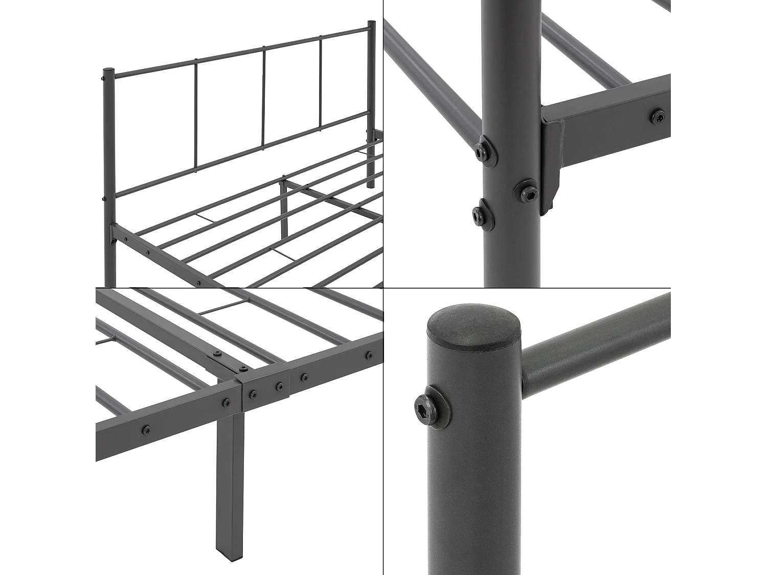 ML-Design Cama de Estructura Metalica 120x200 cm Sobre Marco de Acero Inoxidable con Cabecero Somier