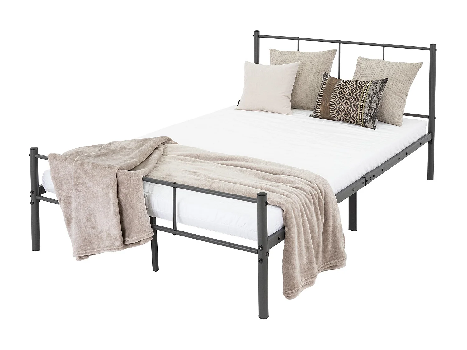 ML-Design Cama de Estructura Metalica 120x200 cm Sobre Marco de Acero Inoxidable con Cabecero Somier