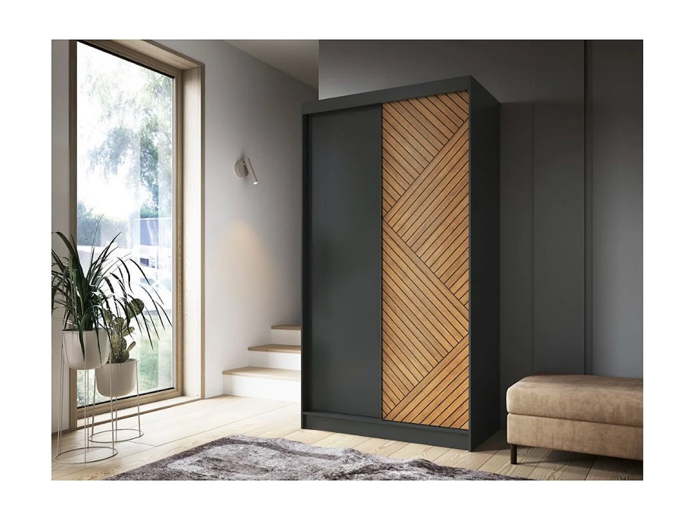 Armadio Retro Basic (120cm)/Marrone&Nero/In Magazzino