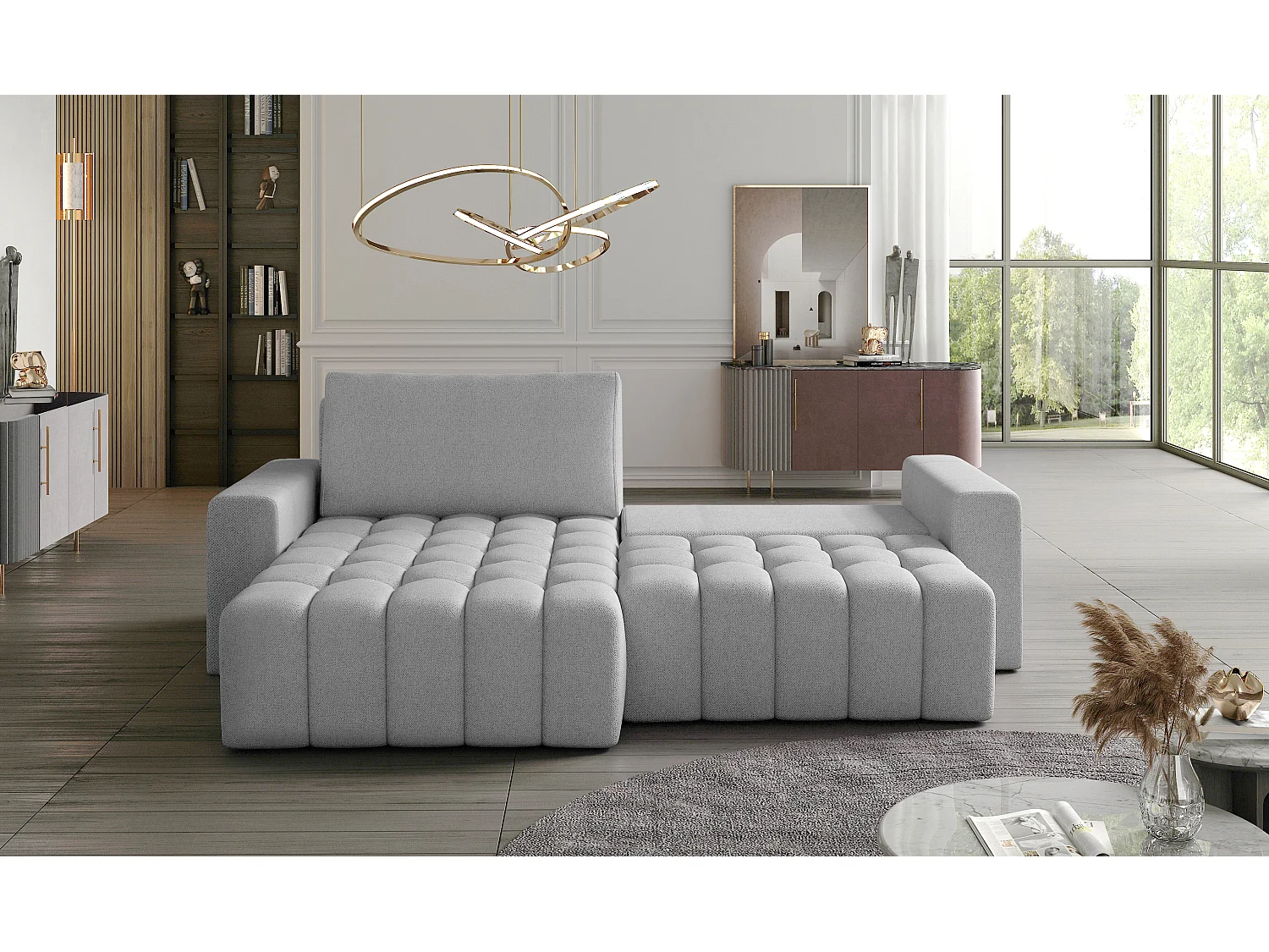 Canapé Corner Stelvino L/Tissu-Gris