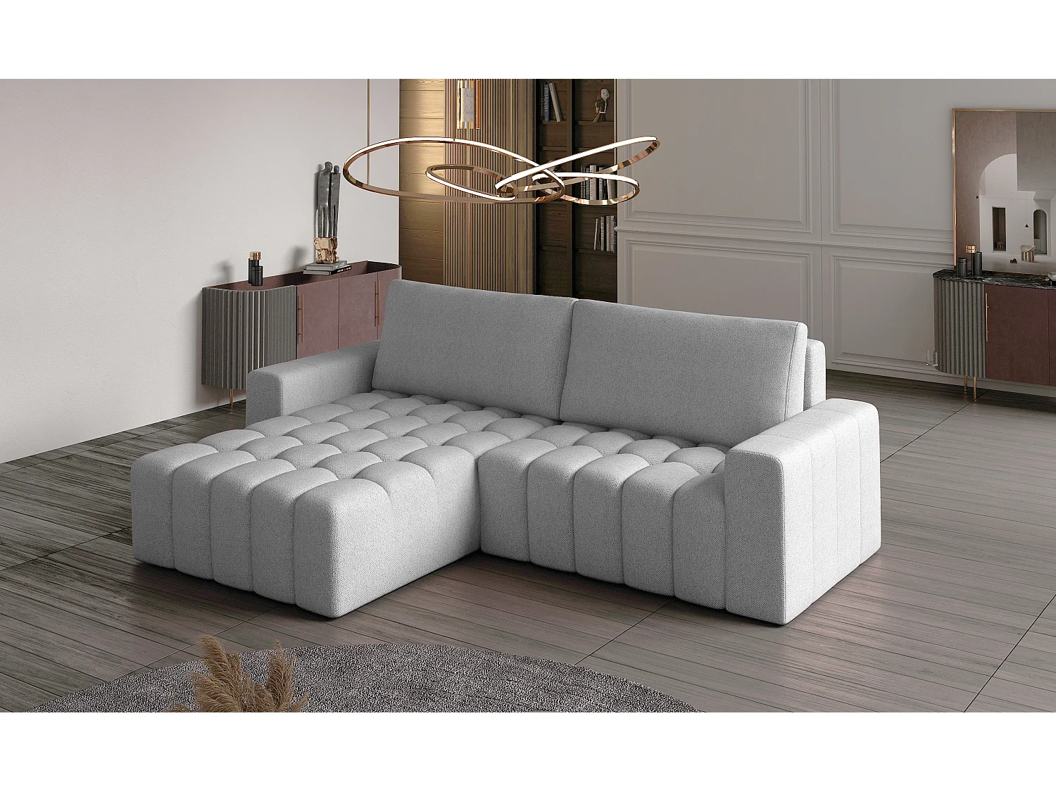 Canapé Corner Stelvino L/Tissu-Gris